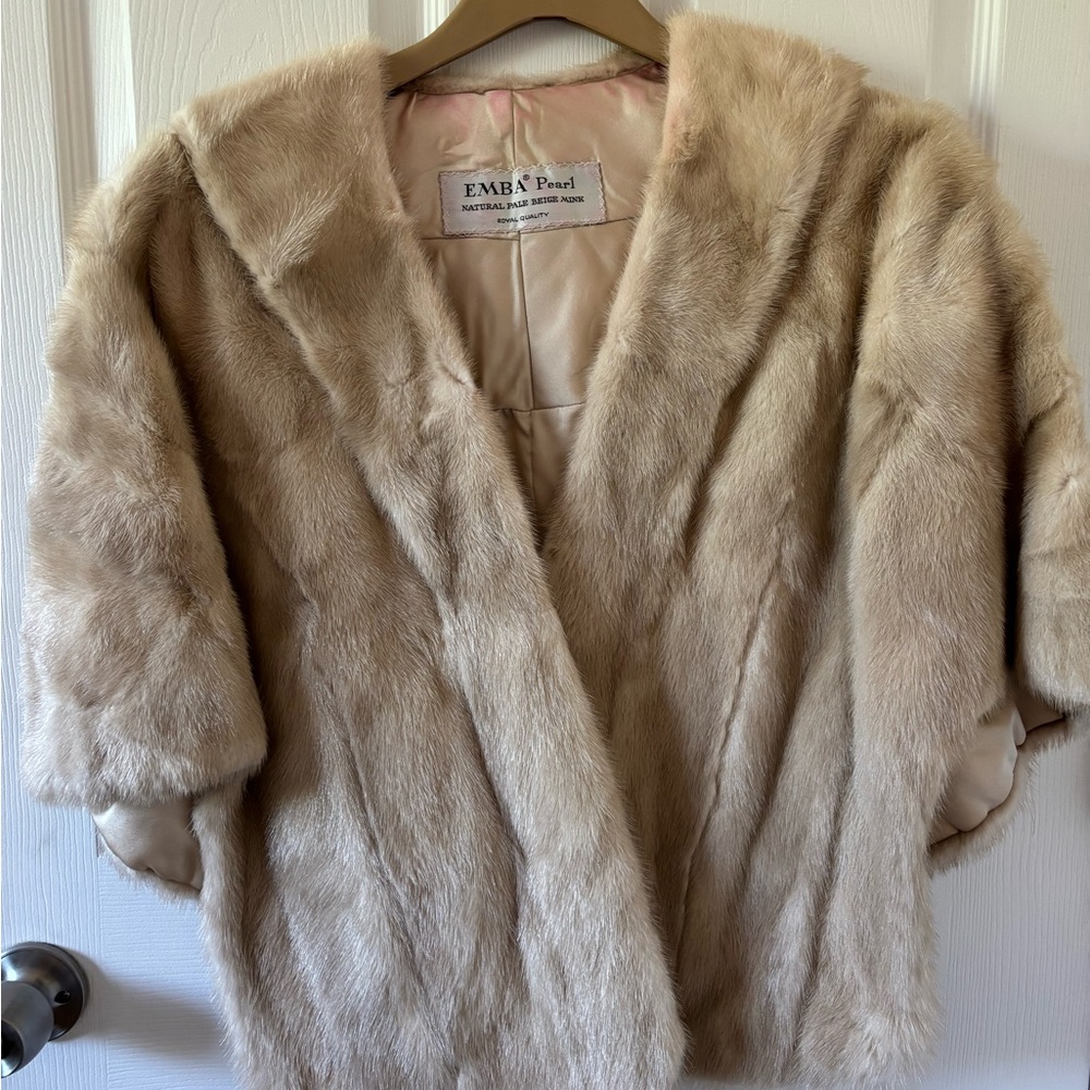 Vintage 70s Emba Pearl Real Mink Cape